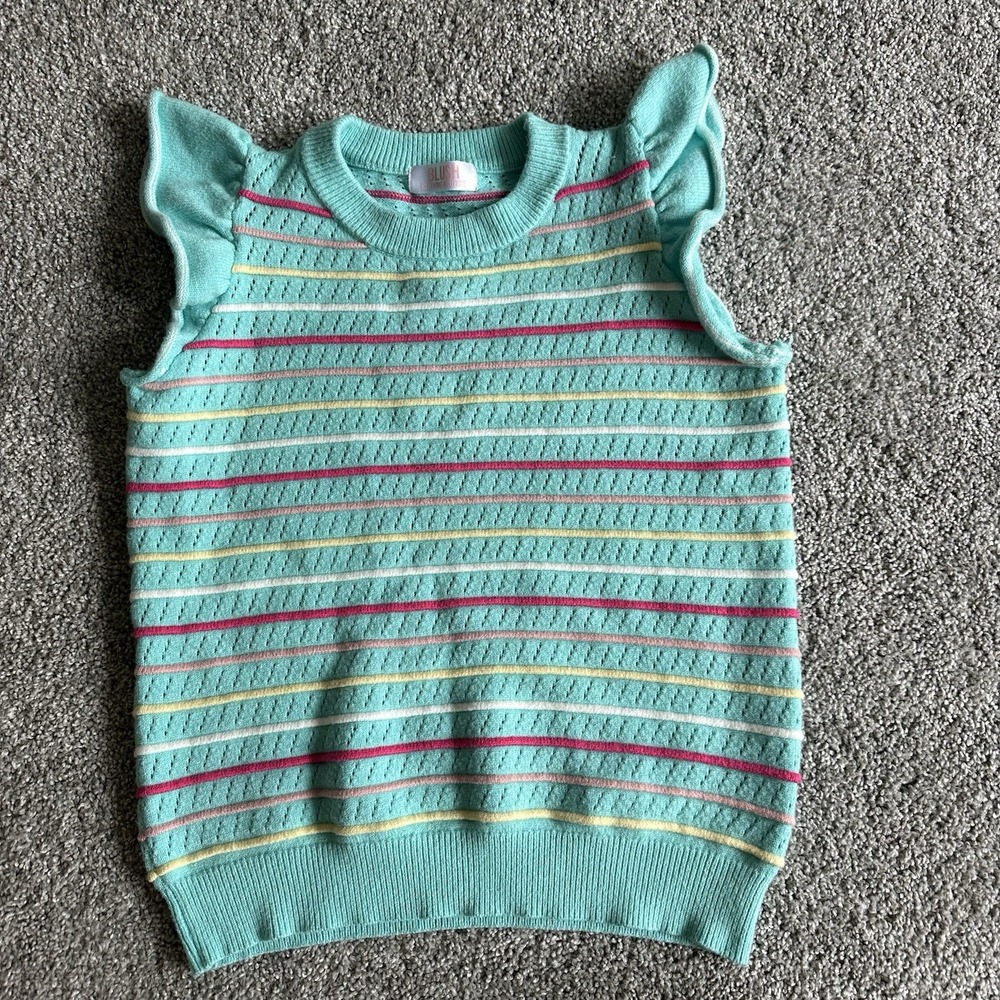 Mint and Stripe Flutter Sleeve Sweater Top‎ Large